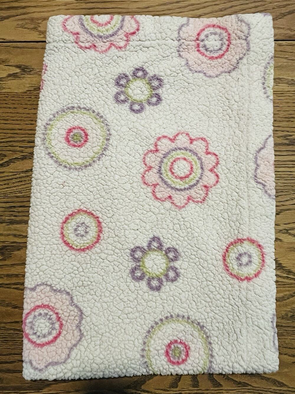 Little Miracles Flower Print Pink Sherpa Baby Blanket Plush Costco Purple Circle